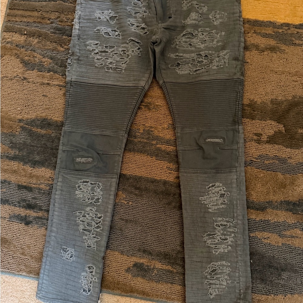 Men's Distressed Ribbed Slim Jeans - Gray